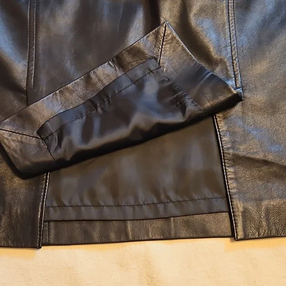 Talbots Black Leather Pencil Skirt - Picture 3 of 6